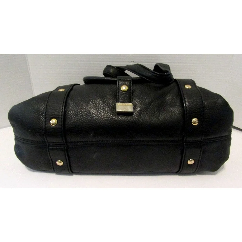 Michael Kors Satchel Bag Fulton Black Pebbled Leather Shoulder Bag Purse